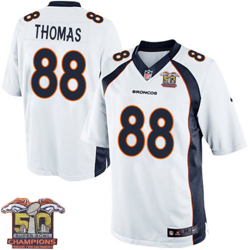 Youth Elite Demaryius Thomas Super Bowl 50 Champions Nike Jersey White Road - #88 NFL Denver Broncos